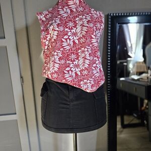 Floral Red and White Women's Top